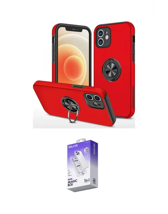 ieg™ iPhone 12 Kılıf Odak Form Prime - Siyah Bilvis 5in1 3D Magic Cam Ekran Koruyucu