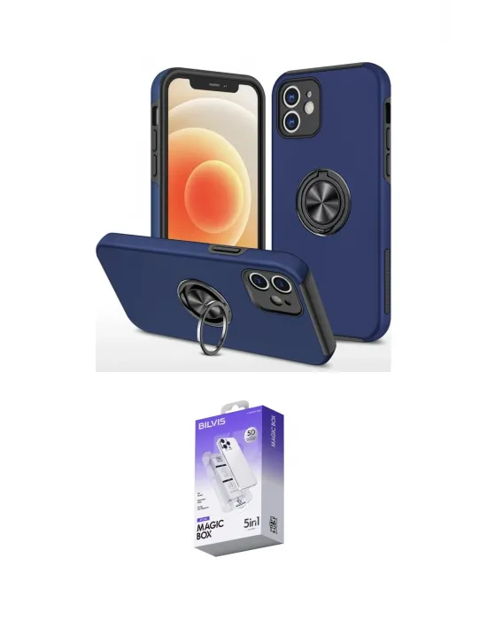 ieg™ iPhone 12 Kılıf Odak Form Prime - Siyah Bilvis 5in1 3D Magic Cam Ekran Koruyucu