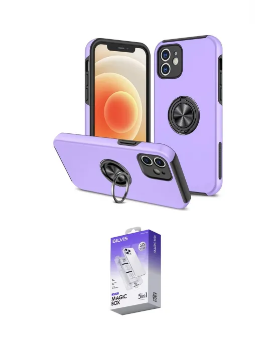 ieg™ iPhone 12 Kılıf Odak Form Prime - Siyah Bilvis 5in1 3D Magic Cam Ekran Koruyucu