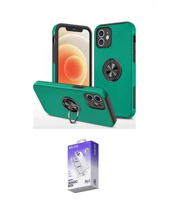 ieg™ iPhone 12 Kılıf Odak Form Prime - Siyah Bilvis 5in1 3D Magic Cam Ekran Koruyucu