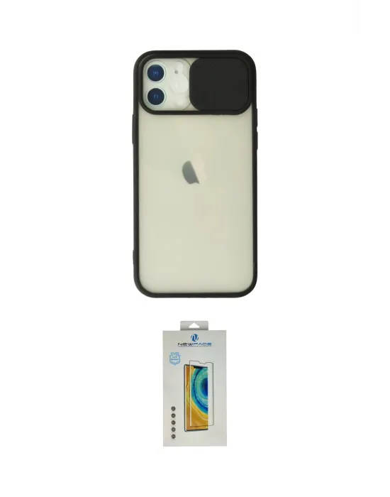 ieg™ iPhone 12 Kılıf Vadi Çizgi - Siyah Polymer Nano Ekran Koruyucu