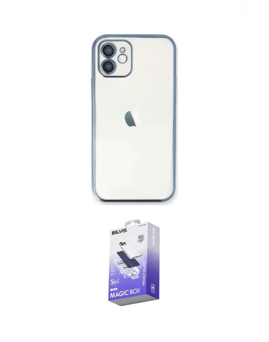ieg™ iPhone 12 Kılıf Vadi Minimal - Siyah Bilvis 5in1 5D Magic Hayalet Cam Ekran Koruyucu