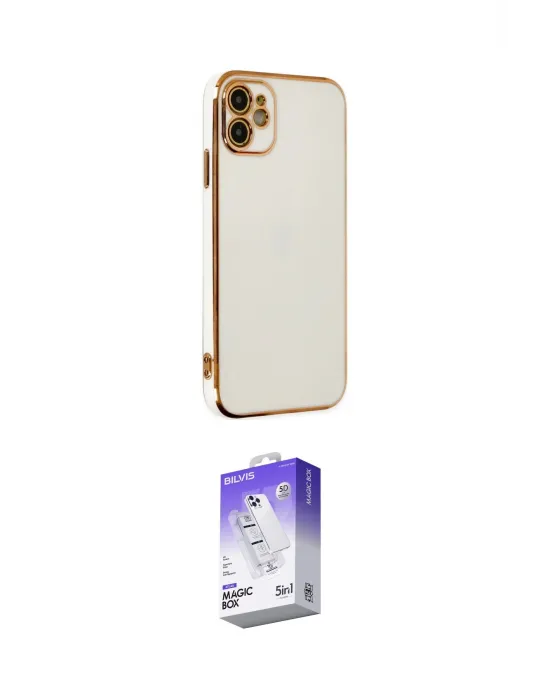 ieg™ iPhone 12 Kılıf Yankı Serisi - Siyah Bilvis 5in1 3D Magic Cam Ekran Koruyucu
