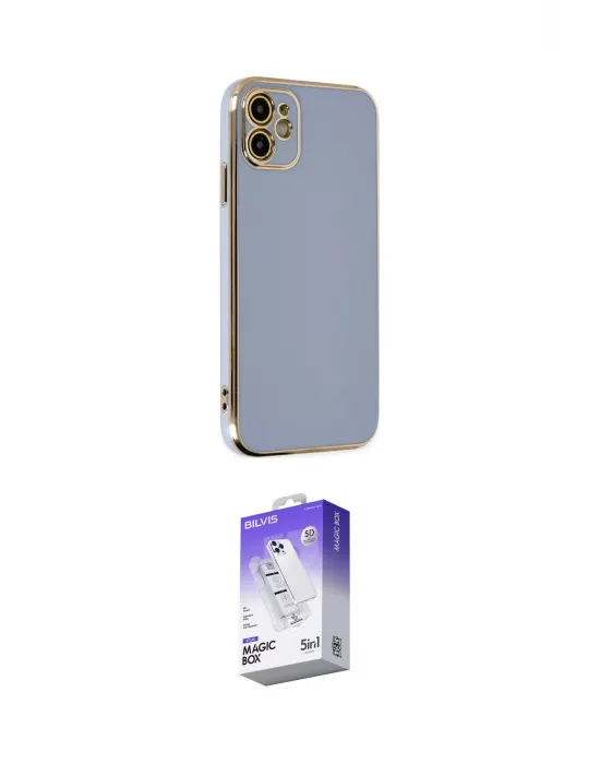 ieg™ iPhone 12 Kılıf Yankı Serisi - Siyah Bilvis 5in1 3D Magic Cam Ekran Koruyucu