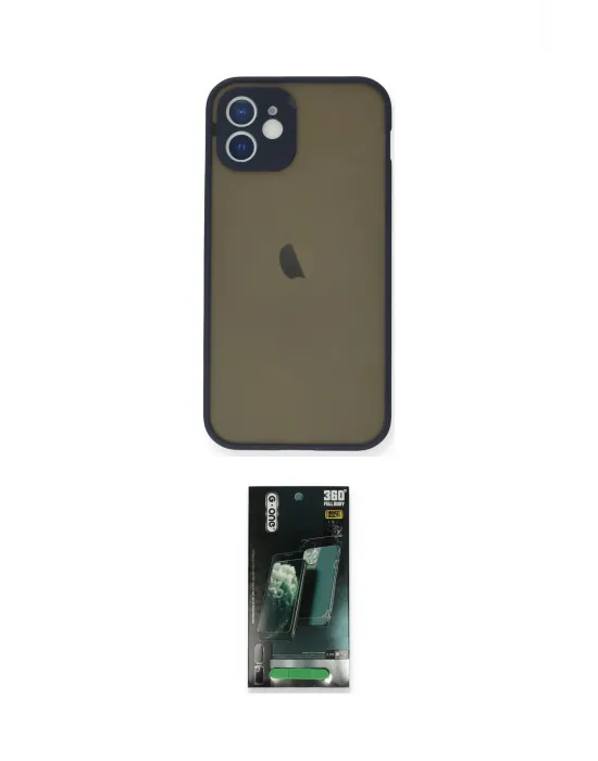 ieg™ iPhone 12 Mini Kılıf Ahenk Çizgi Serisi - Şeffaf 360 Full Body Arka Koruyucu