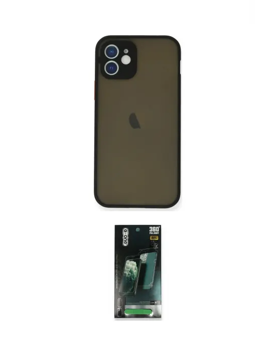 ieg™ iPhone 12 Mini Kılıf Ahenk Çizgi Serisi - Şeffaf 360 Full Body Arka Koruyucu