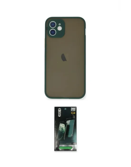ieg™ iPhone 12 Mini Kılıf Ahenk Çizgi Serisi - Şeffaf 360 Full Body Arka Koruyucu