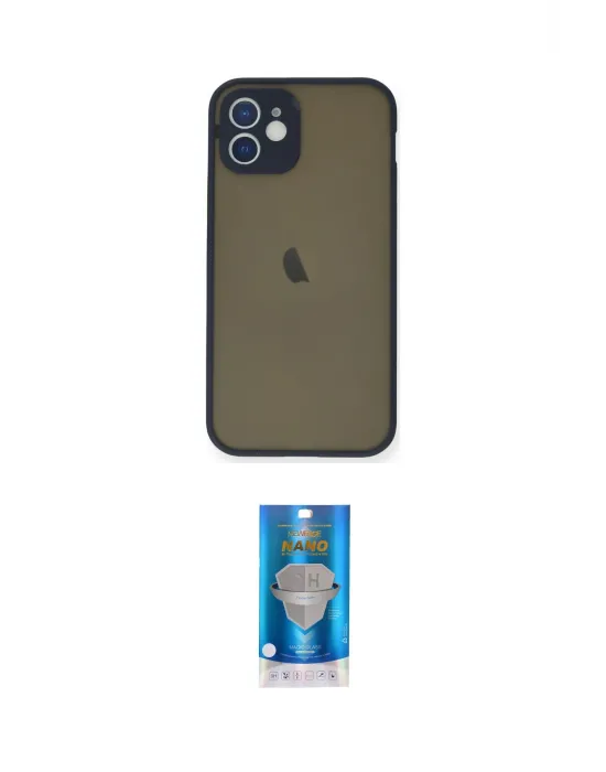 ieg™ iPhone 12 Mini Kılıf Ahenk Çizgi Serisi - Şeffaf Royal Nano Ekran Koruyucu