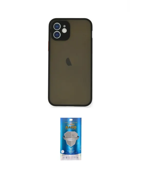 ieg™ iPhone 12 Mini Kılıf Ahenk Çizgi Serisi - Şeffaf Royal Nano Ekran Koruyucu