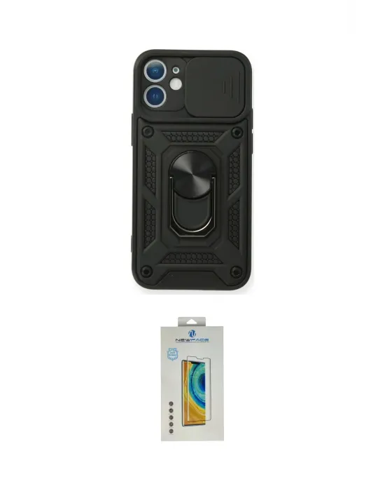 ieg™ iPhone 12 Mini Kılıf Ahenk Klasik - Siyah Polymer Nano Ekran Koruyucu