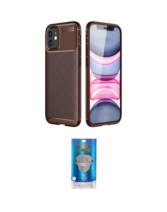 ieg™ iPhone 12 Mini Kılıf Eksen Form Prime - Şeffaf Royal Nano Ekran Koruyucu