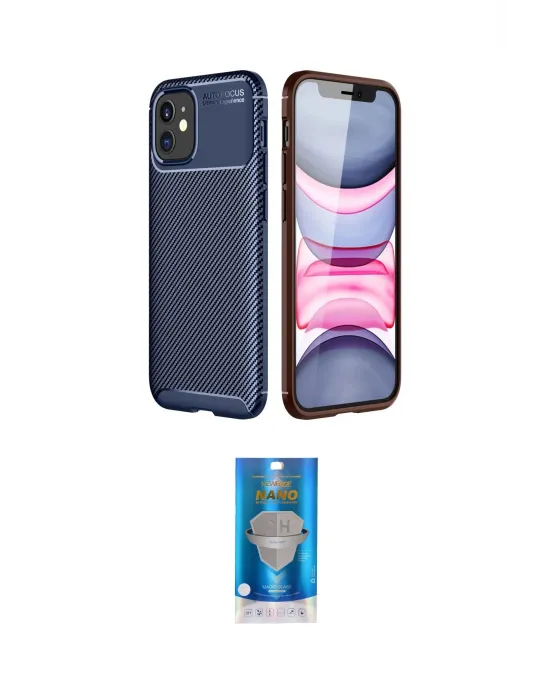 ieg™ iPhone 12 Mini Kılıf Eksen Form Prime - Şeffaf Royal Nano Ekran Koruyucu