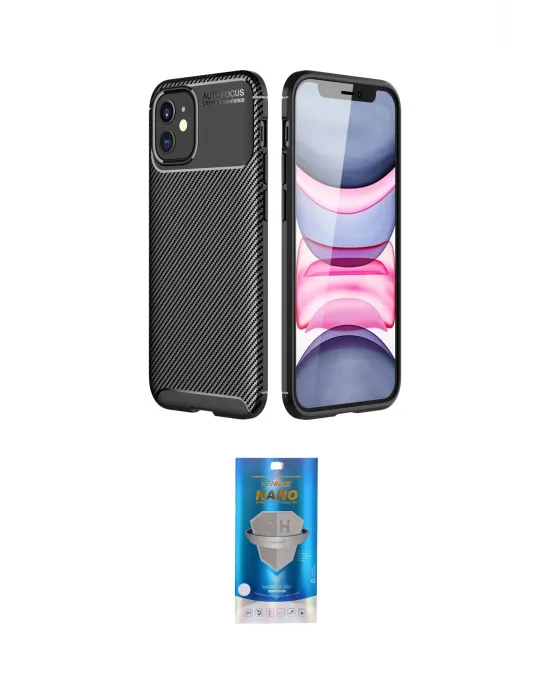 ieg™ iPhone 12 Mini Kılıf Eksen Form Prime - Şeffaf Royal Nano Ekran Koruyucu