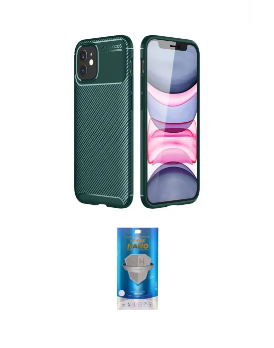 ieg™ iPhone 12 Mini Kılıf Eksen Form Prime - Şeffaf Royal Nano Ekran Koruyucu
