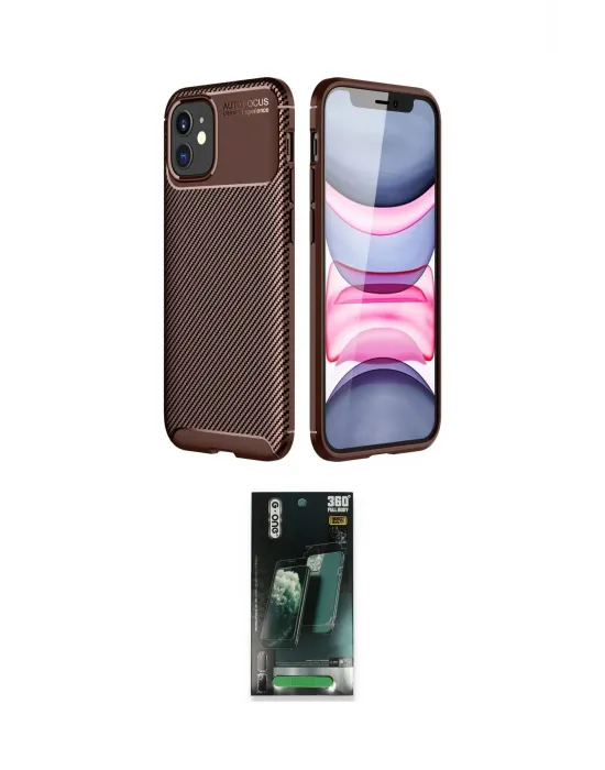 ieg™ iPhone 12 Mini Kılıf Eksen Form Prime - Siyah 360 Mat Full Body Arka Koruyucu