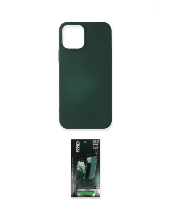 ieg™ iPhone 12 Mini Kılıf Kozmos Yansıma Özel Seri - Siyah 360 Mat Full Body Arka Koruyucu