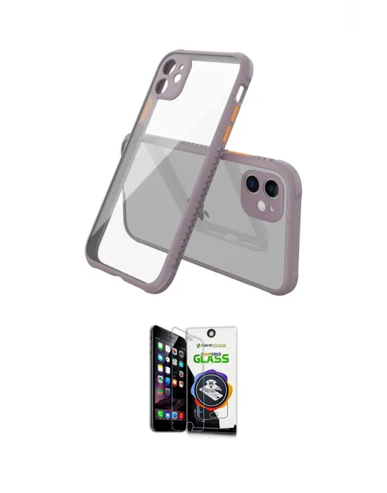 ieg™ iPhone 12 Mini Kılıf Nova Asil Özel Seri - Şeffaf Temperli Cam Ekran Koruyucu