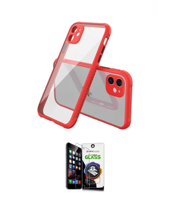 ieg™ iPhone 12 Mini Kılıf Nova Asil Özel Seri - Şeffaf Temperli Cam Ekran Koruyucu