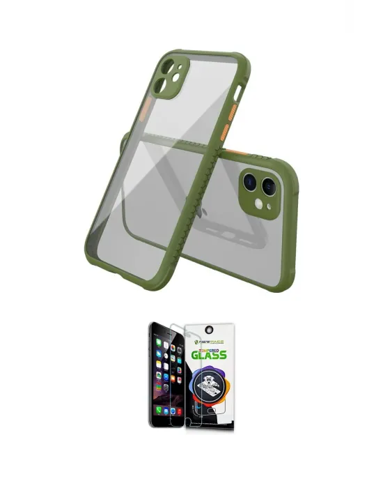 ieg™ iPhone 12 Mini Kılıf Nova Asil Özel Seri - Şeffaf Temperli Cam Ekran Koruyucu