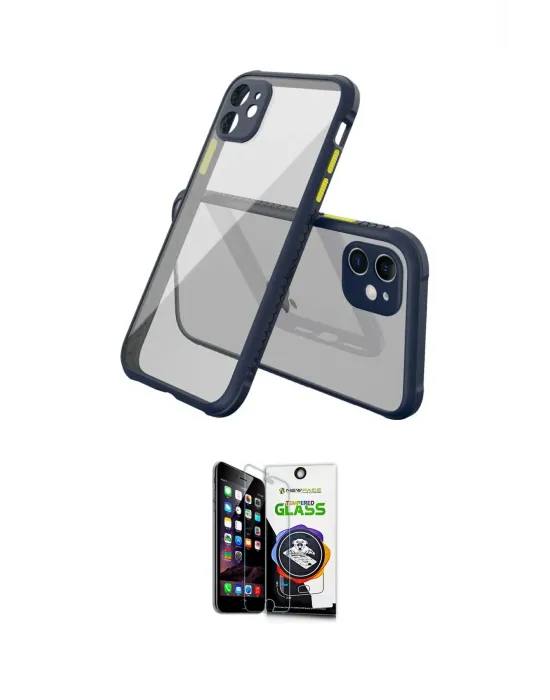 ieg™ iPhone 12 Mini Kılıf Nova Asil Özel Seri - Şeffaf Temperli Cam Ekran Koruyucu
