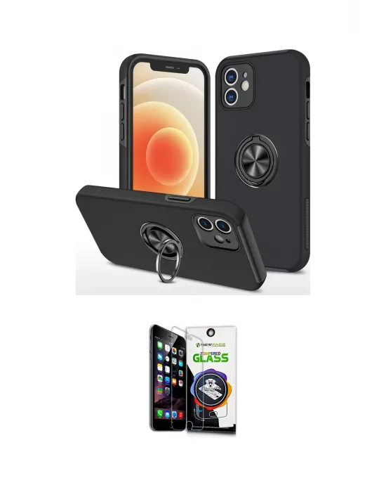 ieg™ iPhone 12 Mini Kılıf Odak Form Prime - Şeffaf Temperli Cam Ekran Koruyucu