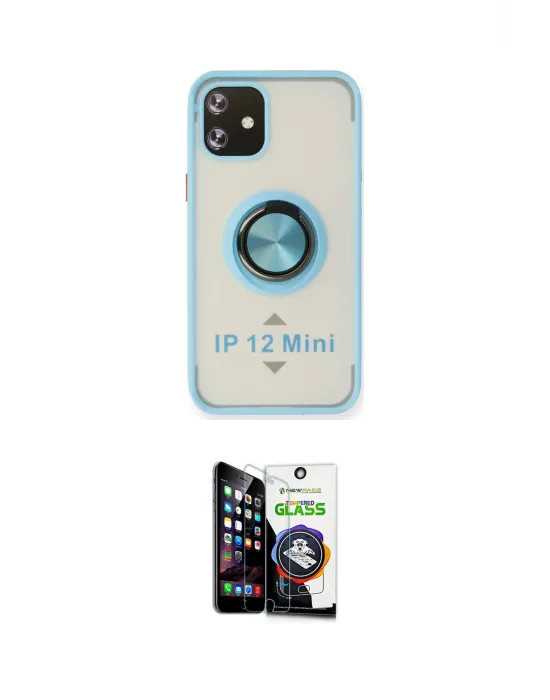 ieg™ iPhone 12 Mini Kılıf Yörünge Çizgi - Şeffaf Temperli Cam Ekran Koruyucu