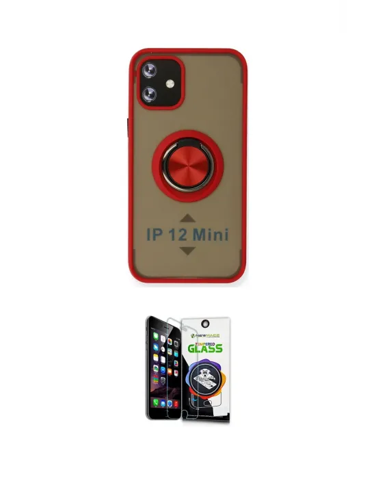 ieg™ iPhone 12 Mini Kılıf Yörünge Çizgi - Şeffaf Temperli Cam Ekran Koruyucu
