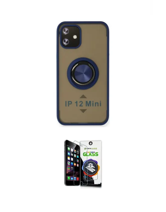 ieg™ iPhone 12 Mini Kılıf Yörünge Çizgi - Şeffaf Temperli Cam Ekran Koruyucu