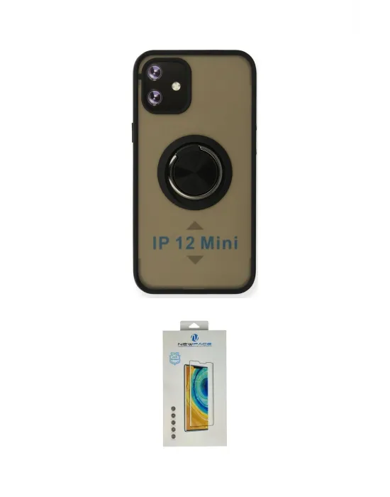 ieg™ iPhone 12 Mini Kılıf Yörünge Çizgi - Siyah Polymer Nano Ekran Koruyucu
