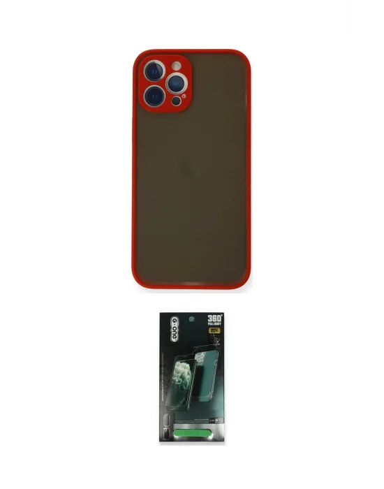 ieg™ iPhone 12 Pro Kılıf Ahenk Çizgi Serisi - Şeffaf 360 Full Body Arka Koruyucu