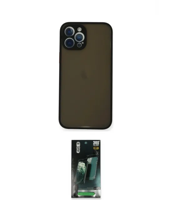 ieg™ iPhone 12 Pro Kılıf Ahenk Çizgi Serisi - Şeffaf 360 Full Body Arka Koruyucu