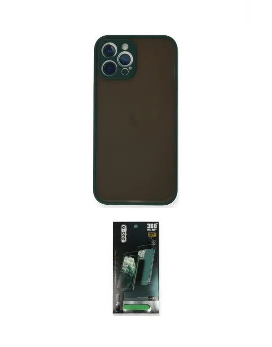 ieg™ iPhone 12 Pro Kılıf Ahenk Çizgi Serisi - Şeffaf 360 Full Body Arka Koruyucu