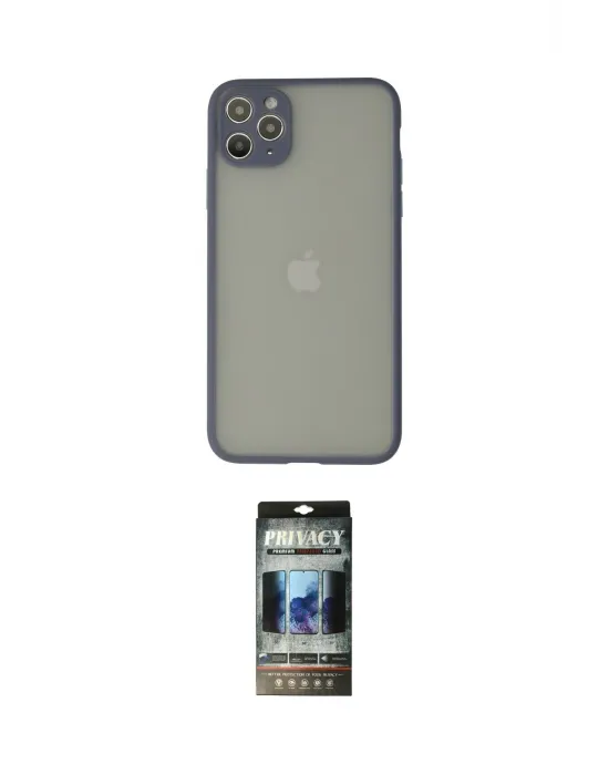 ieg™ iPhone 12 Pro Kılıf Ahenk Çizgi Serisi - Siyah 34D Hayalet Izgaralı Cam