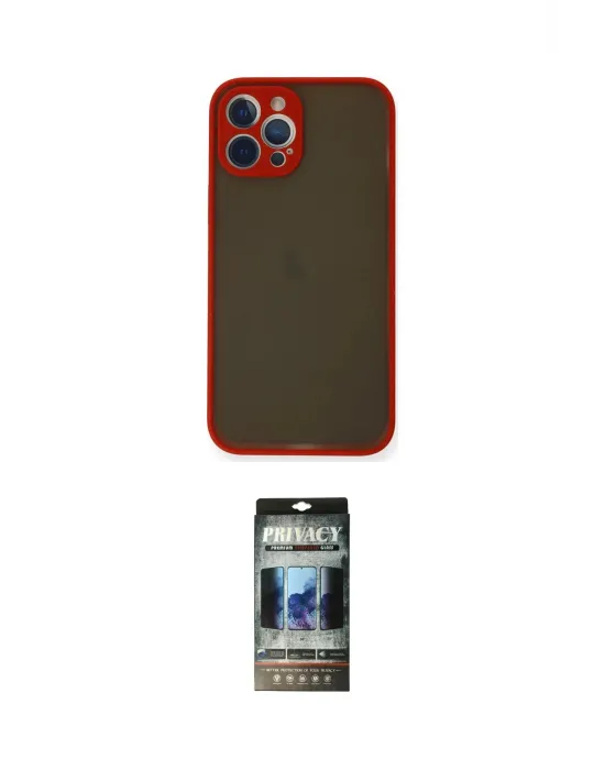 ieg™ iPhone 12 Pro Kılıf Ahenk Çizgi Serisi - Siyah 34D Hayalet Izgaralı Cam