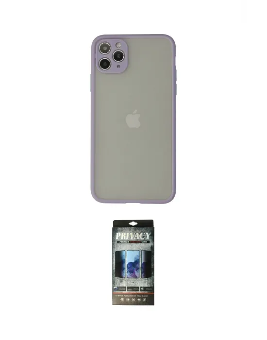 ieg™ iPhone 12 Pro Kılıf Ahenk Çizgi Serisi - Siyah 34D Hayalet Izgaralı Cam