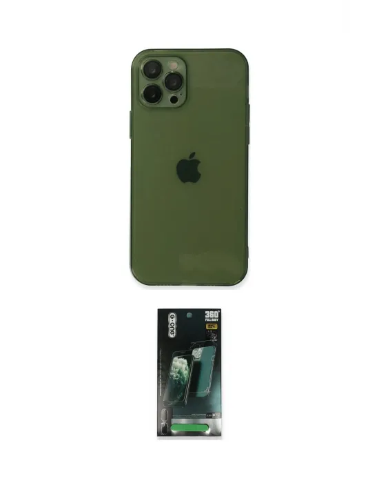 ieg™ iPhone 12 Pro Kılıf Ahenk Doku - Siyah 360 Mat Full Body Arka Koruyucu