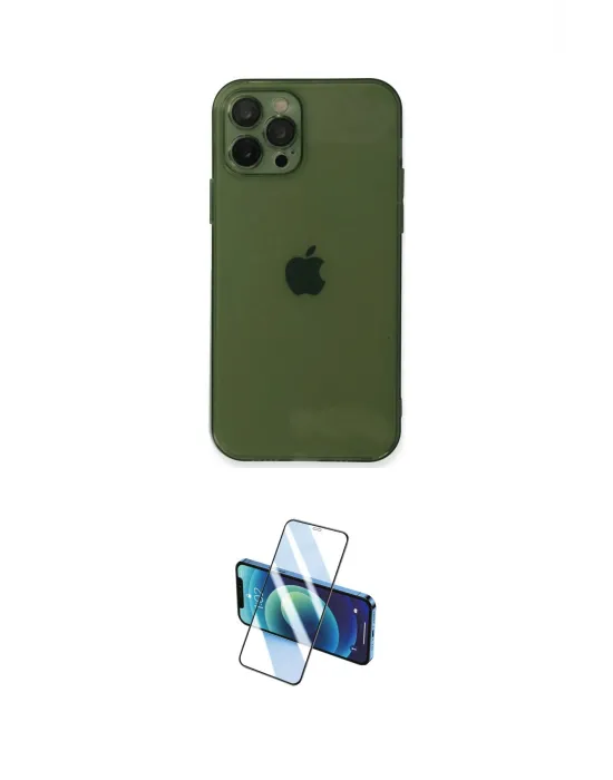 ieg™ iPhone 12 Pro Kılıf Ahenk Doku - Siyah 3D Antistatik Cam Ekran Koruyucu