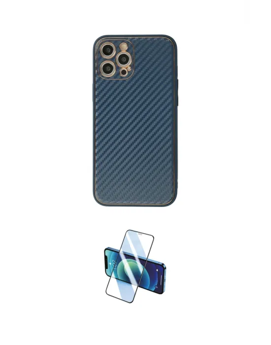 ieg™ iPhone 12 Pro Kılıf Ahenk Işık - Siyah 3D Antistatik Cam Ekran Koruyucu