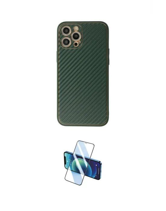 ieg™ iPhone 12 Pro Kılıf Ahenk Işık - Siyah 3D Antistatik Cam Ekran Koruyucu