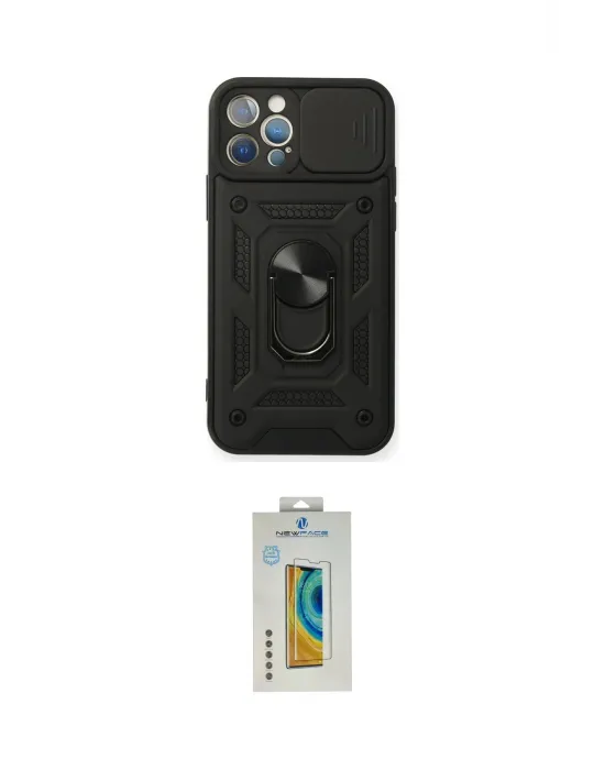 ieg™ iPhone 12 Pro Kılıf Ahenk Klasik - Siyah Polymer Nano Ekran Koruyucu