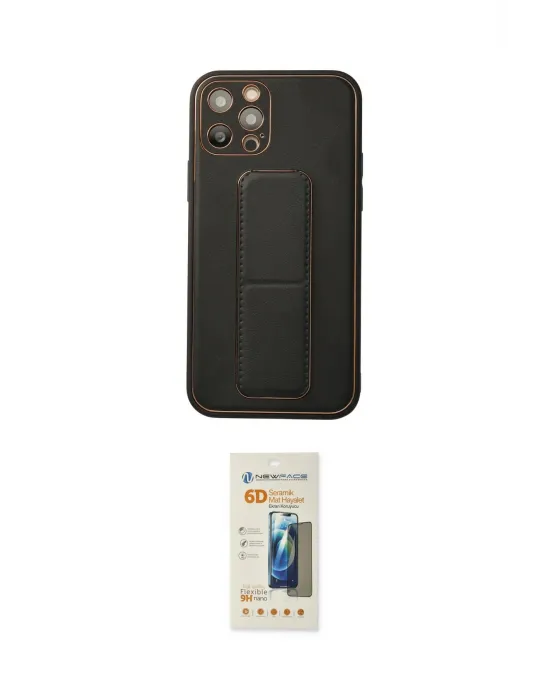 ieg™ iPhone 12 Pro Kılıf Akış Doku - Siyah 6D Mat Seramik Hayalet Nano Ekran Koruyucu