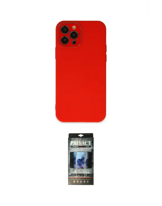 ieg™ iPhone 12 Pro Kılıf Çekirdek Modern Serisi - Siyah 34D Hayalet Izgaralı Cam