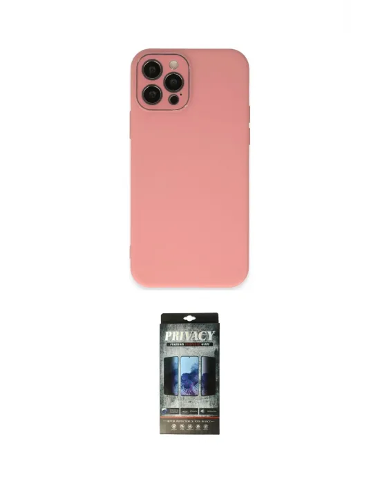 ieg™ iPhone 12 Pro Kılıf Çekirdek Modern Serisi - Siyah 34D Hayalet Izgaralı Cam