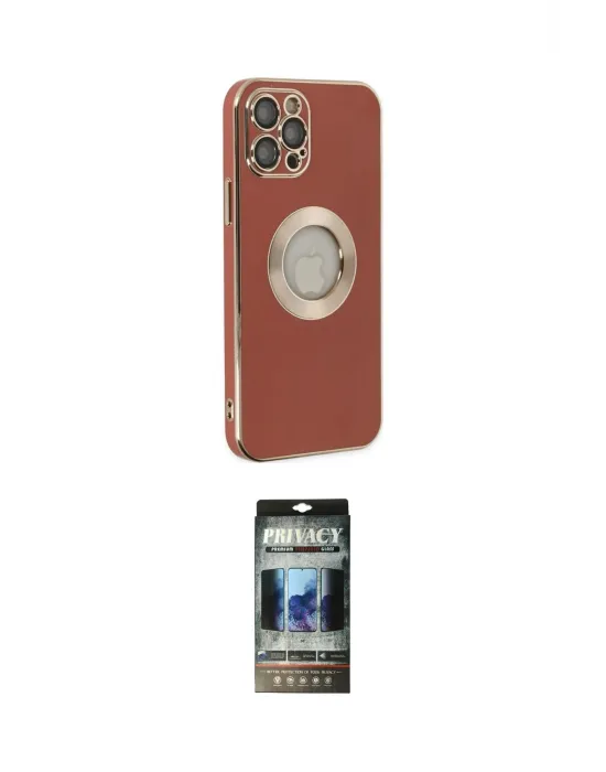 ieg™ iPhone 12 Pro Kılıf İz Form Serisi - Siyah 34D Hayalet Izgaralı Cam