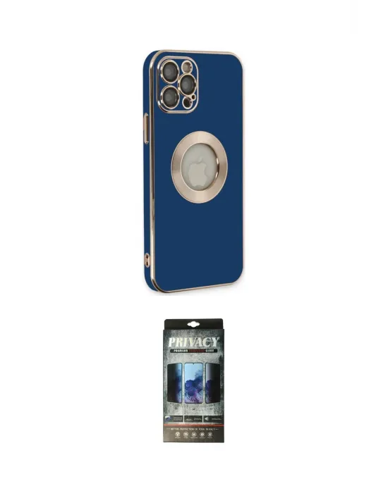 ieg™ iPhone 12 Pro Kılıf İz Form Serisi - Siyah 34D Hayalet Izgaralı Cam