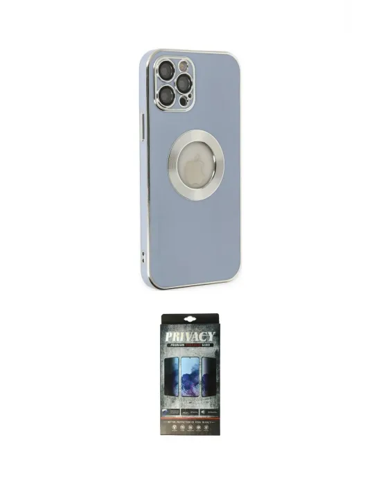ieg™ iPhone 12 Pro Kılıf İz Form Serisi - Siyah 34D Hayalet Izgaralı Cam