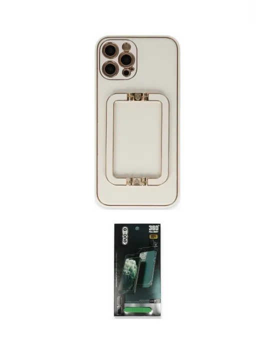 ieg™ iPhone 12 Pro Kılıf Kozmos Minimal Prime - Şeffaf 360 Full Body Arka Koruyucu