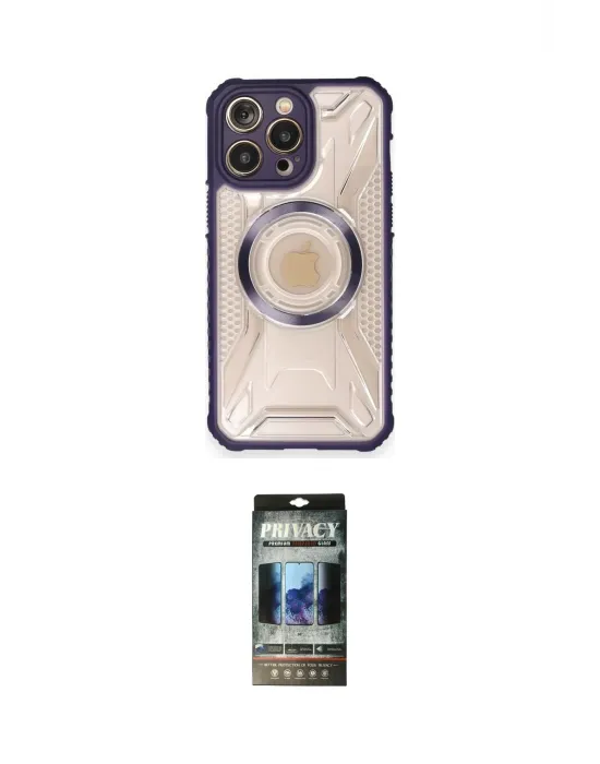 ieg™ iPhone 12 Pro Kılıf Kutup Modern - Siyah 34D Hayalet Izgaralı Cam