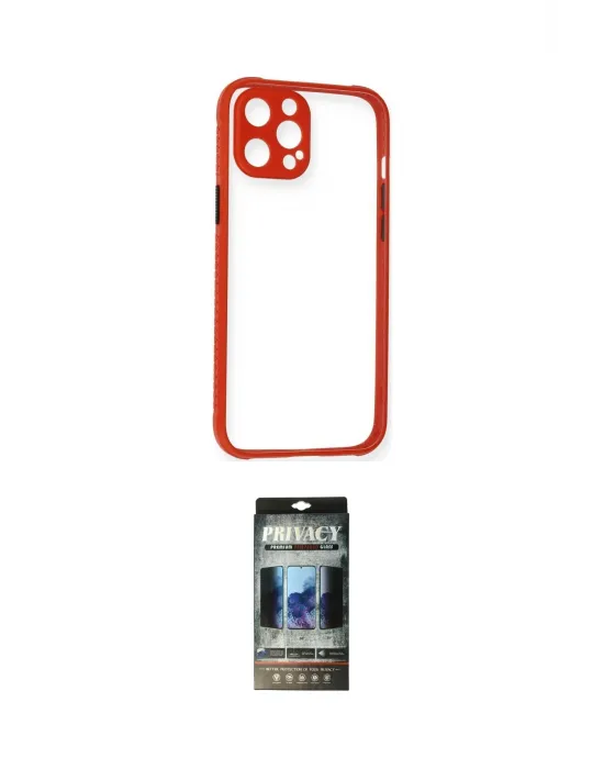 ieg™ iPhone 12 Pro Kılıf Nova Asil Özel Seri - Siyah 34D Hayalet Izgaralı Cam