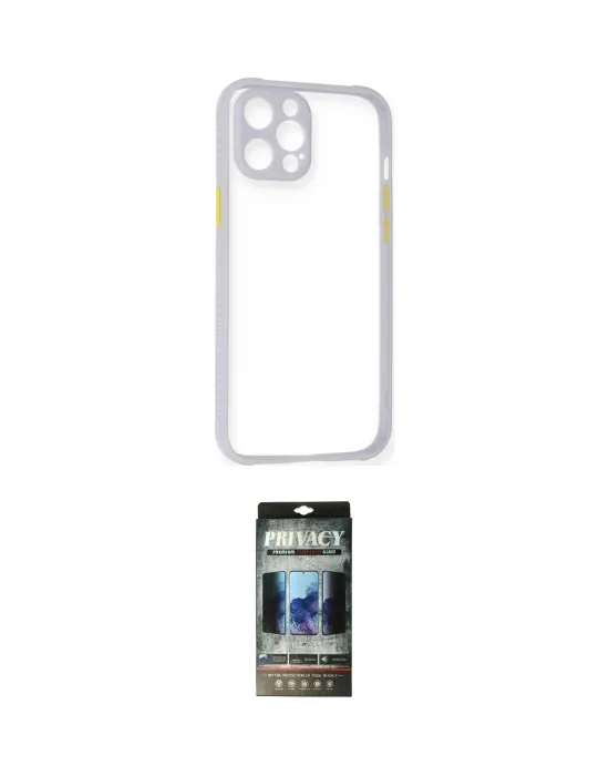 ieg™ iPhone 12 Pro Kılıf Nova Asil Özel Seri - Siyah 34D Hayalet Izgaralı Cam